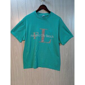 Vintage Panama City Beach Florida T-shirt Men’s XL Blue Single Stitch Plaid